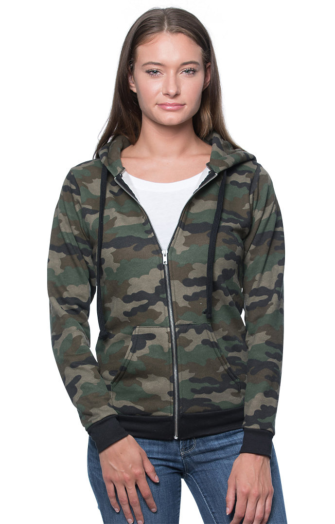 Unisex Camo Fleece Full Zip Hoodie 3