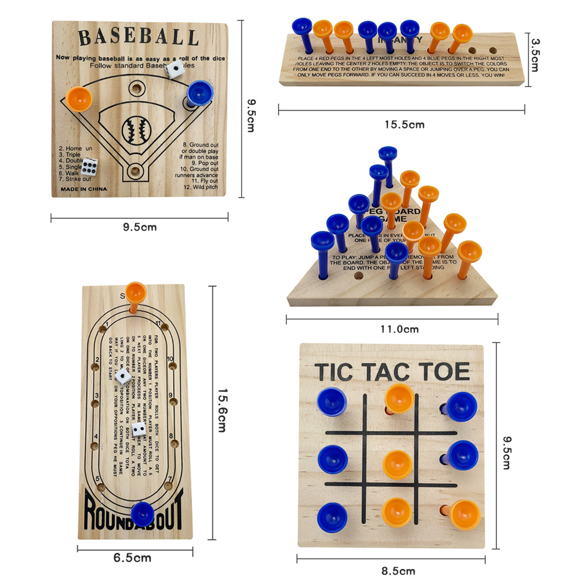 Wooden Peg Game Set 5 Pack with Custom Logo Option 2