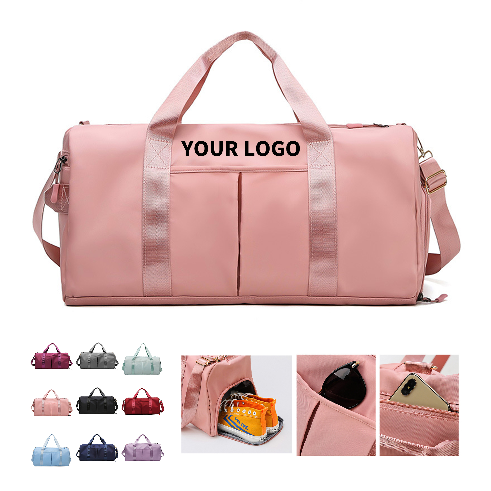 Oxford Duffel For Yoga Gear With Adjustable Strap 15.4" x 7.9" x 7.9" 8