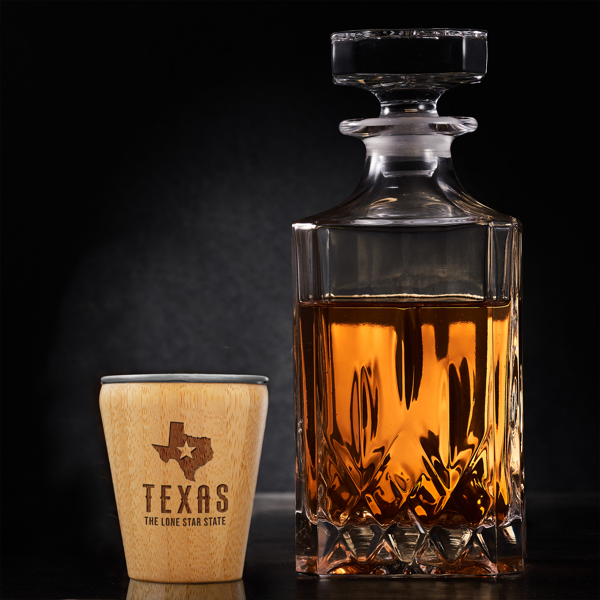 Texas State Bamboo and Stainless Steel Shot Glass 2