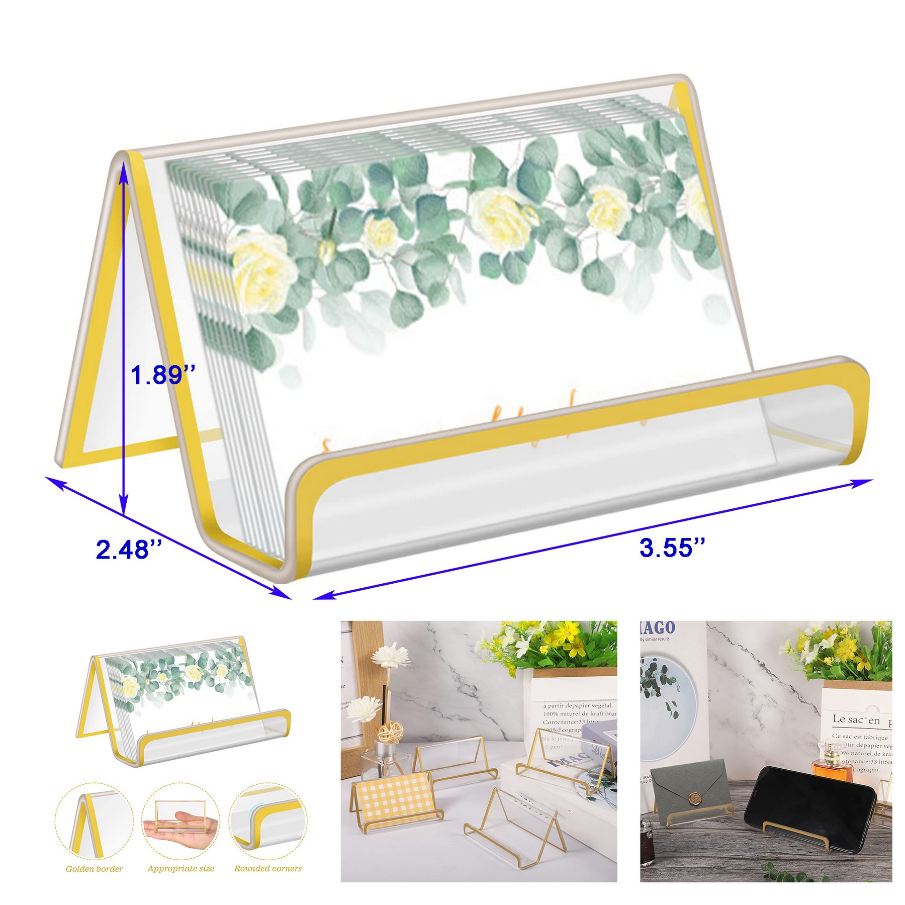 Gold Business Card Holder for Desk 2
