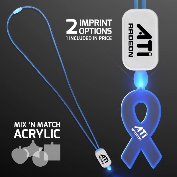 LED Neon Lanyard with Acrylic Ribbon Pendant 2