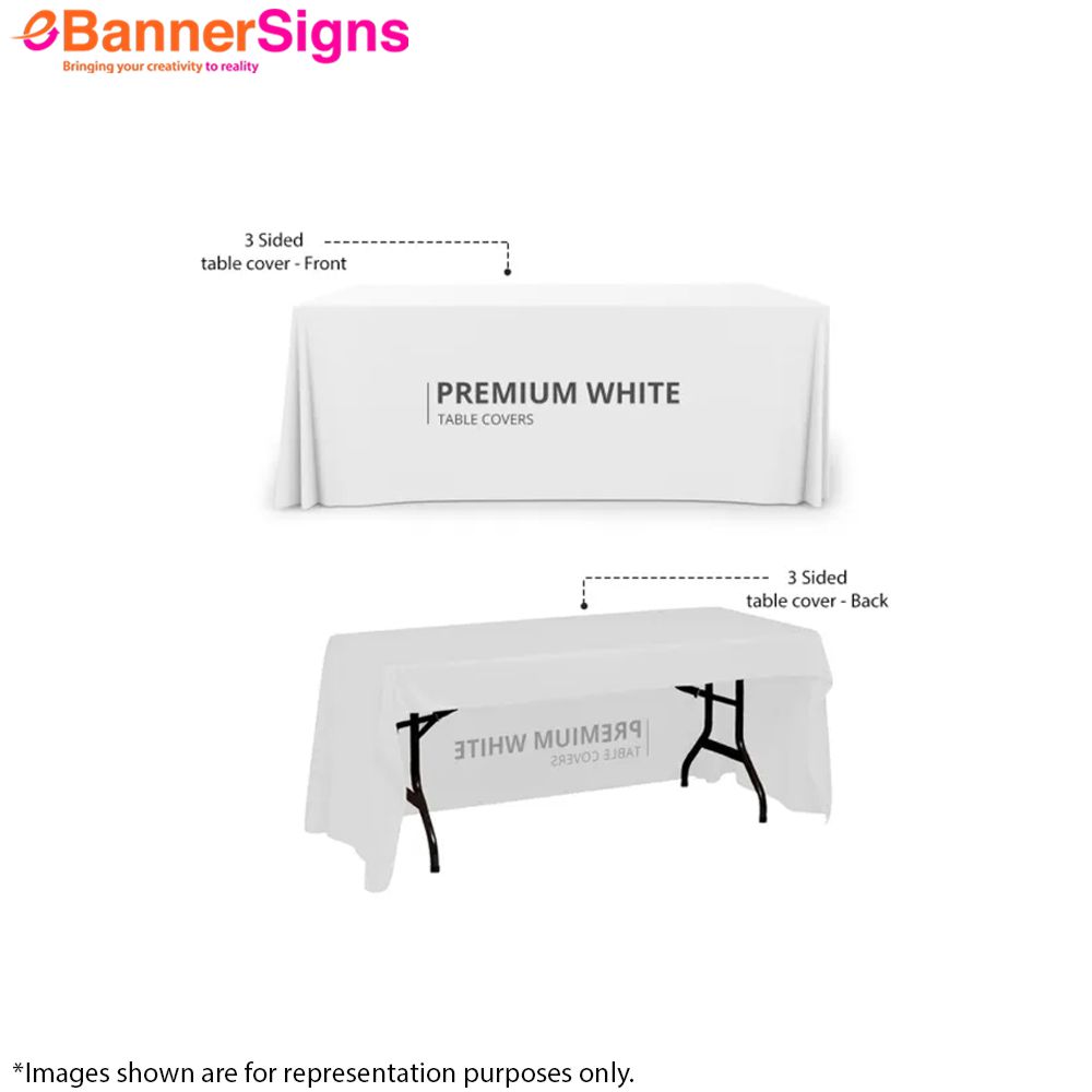 Premium White Table Covers (3-Sided Open Back) 6