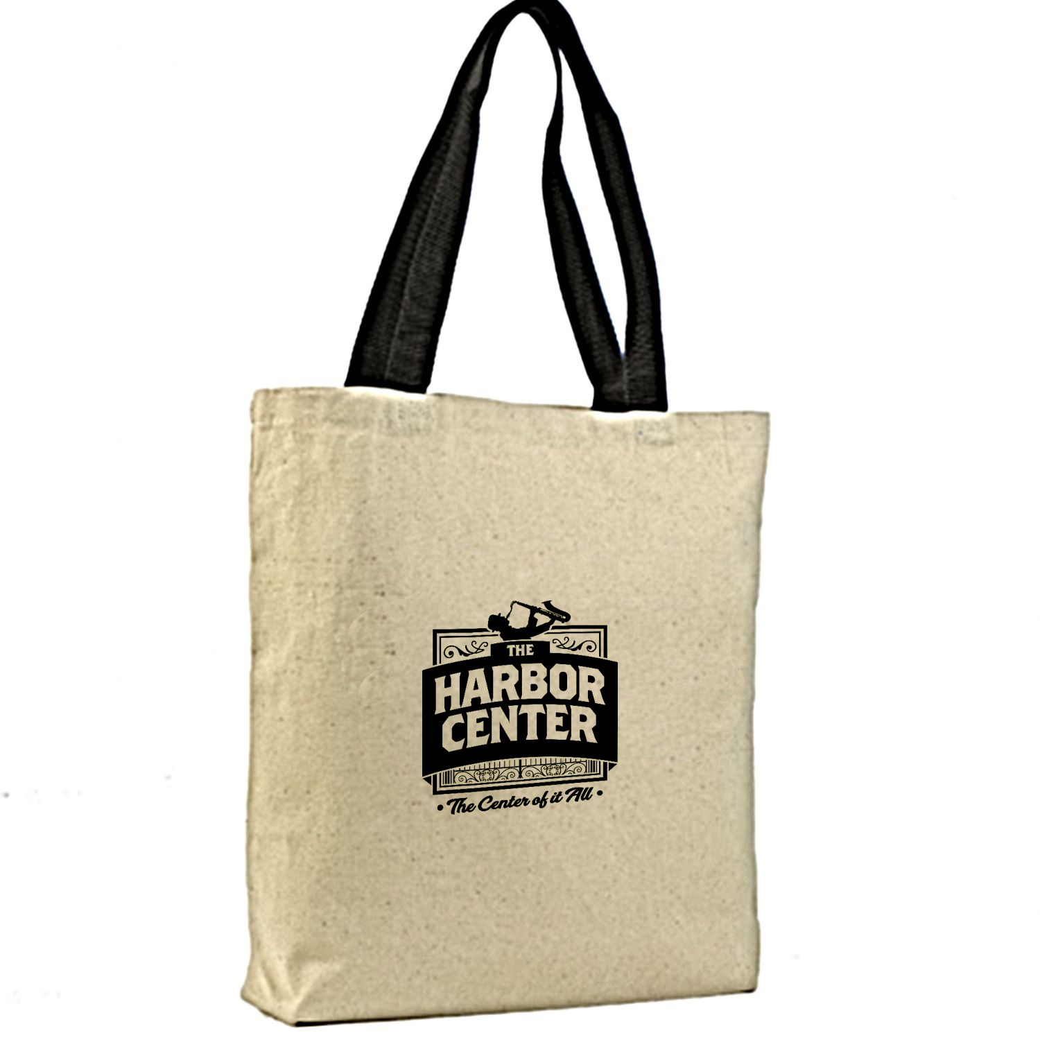 Cotton Canvas Color Handle Tote Bag with Bottom Gusset USA Decorated (15" x 15"), custom tote bag with logo imprint 3
