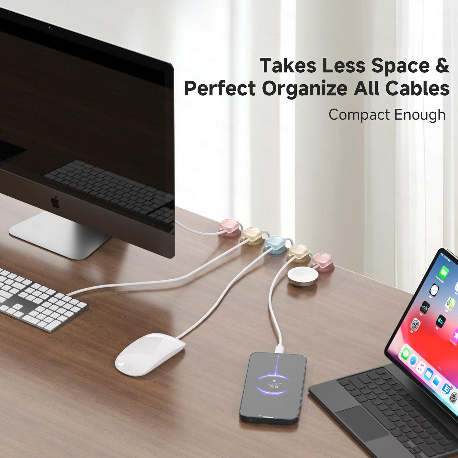 6PCS Spring-Loaded Silicone Cable Clips – Desk Organizer 4