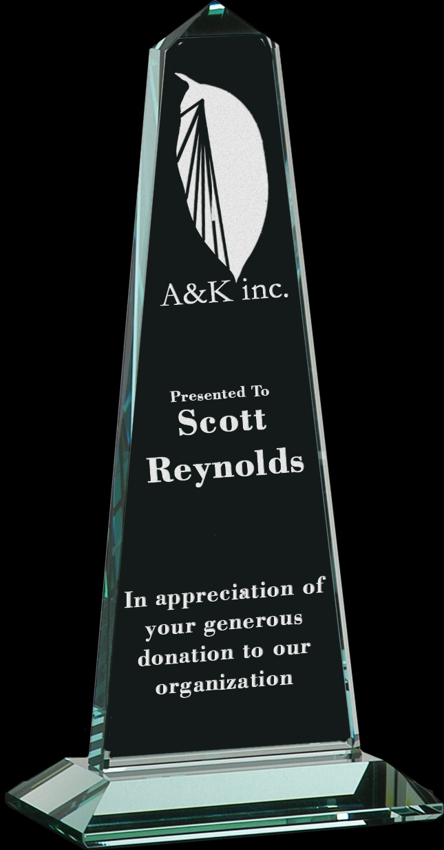 USA Obelisk Clear Glass Award