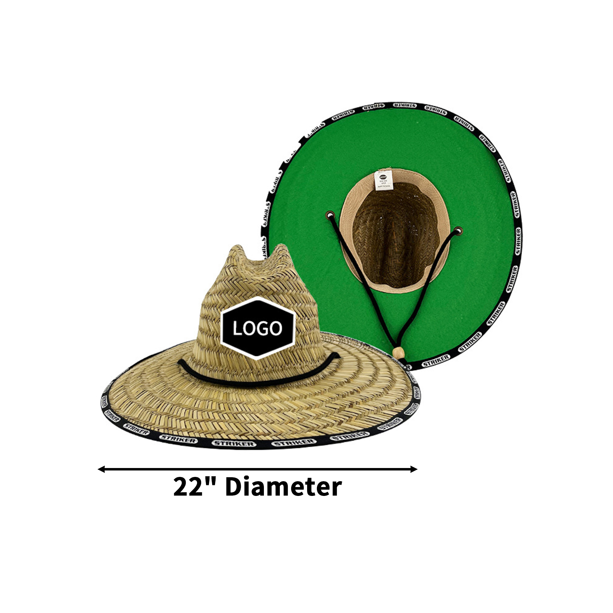 Lifeguard Sun Style Woven Grass Wide Brim 22" 9