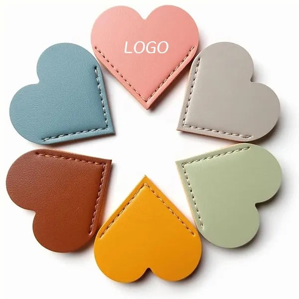 Heart Leather Bookmarks with Corner Page Clip for Books 6