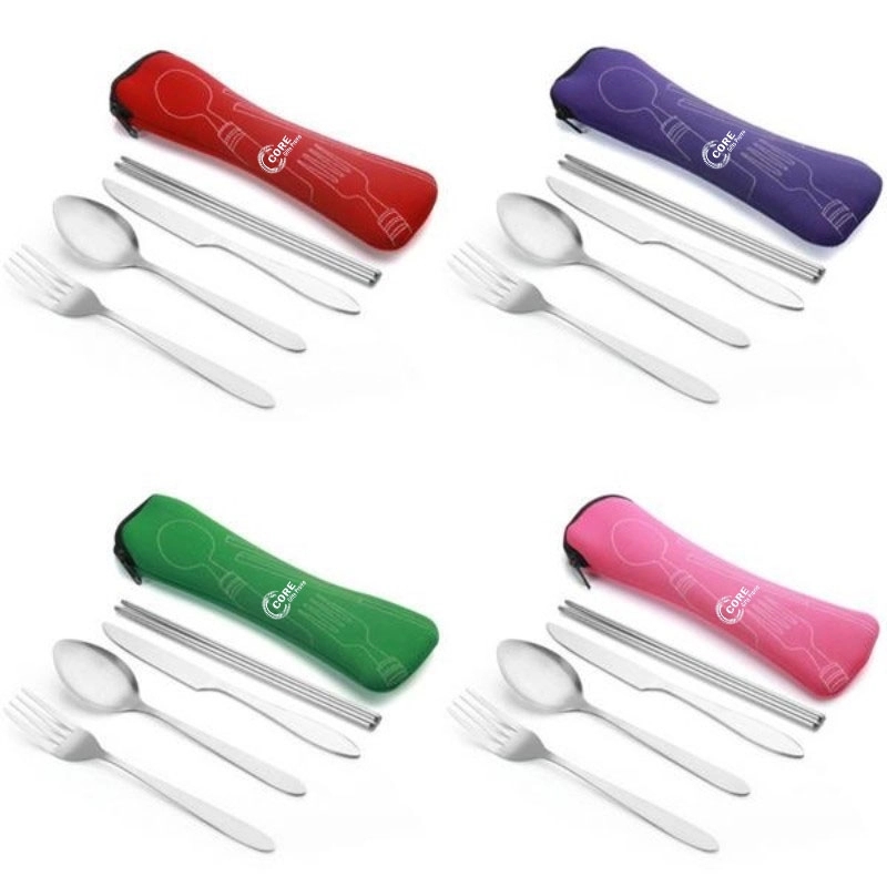 Silver Portable Flatware Cutlery Set With Pouch 2