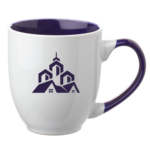 Two-Tone Bistro Style Ceramic Mug with Contrasting Handle, 5