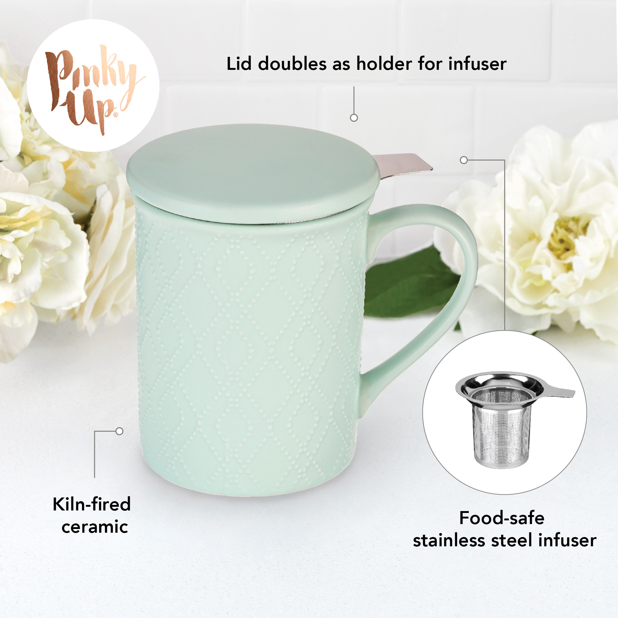 Pinky Up® Annette™ Ceramic Tea Infuser Mug 12