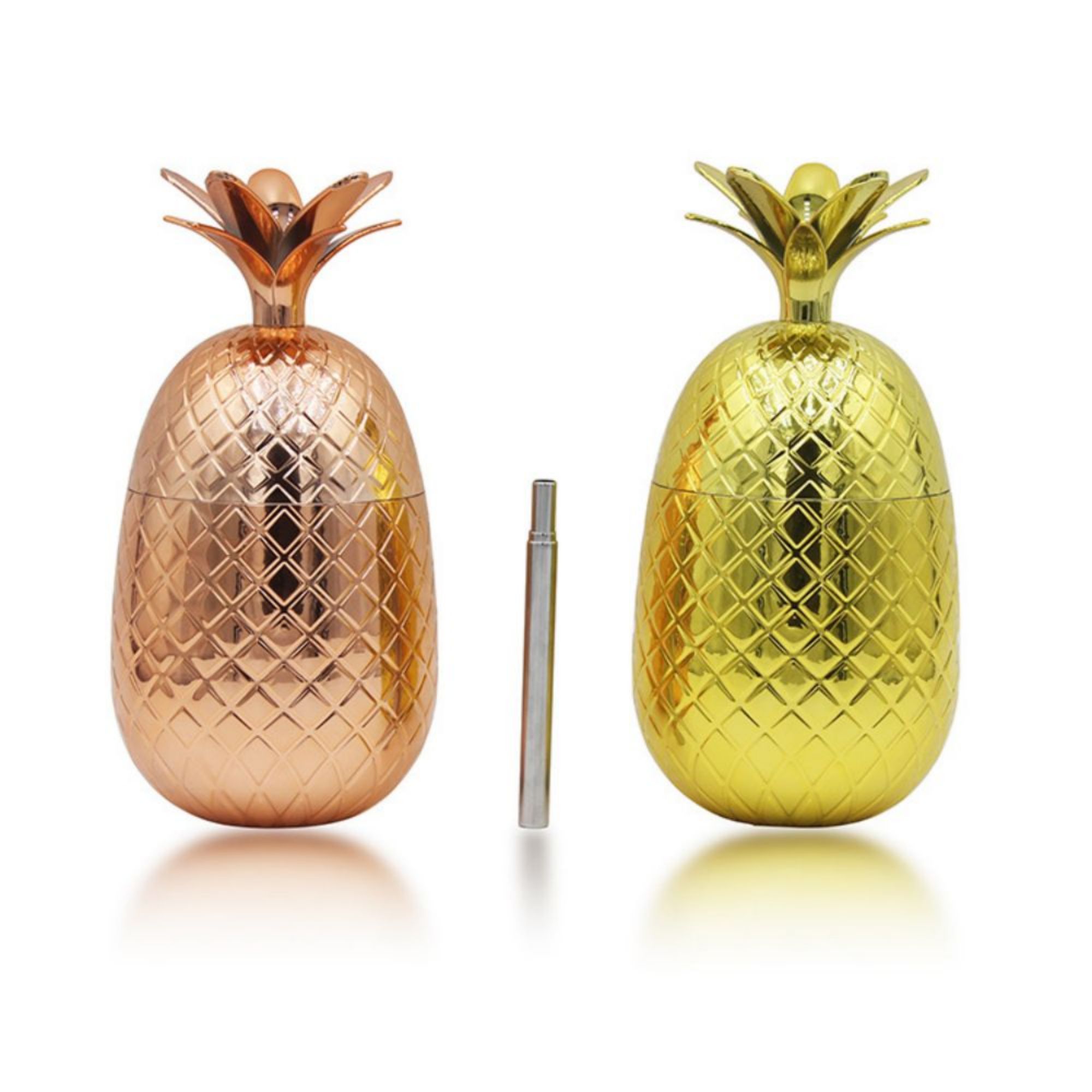 15 OZ Pineapple Cocktail Cups With Stainless Steel Straw 2