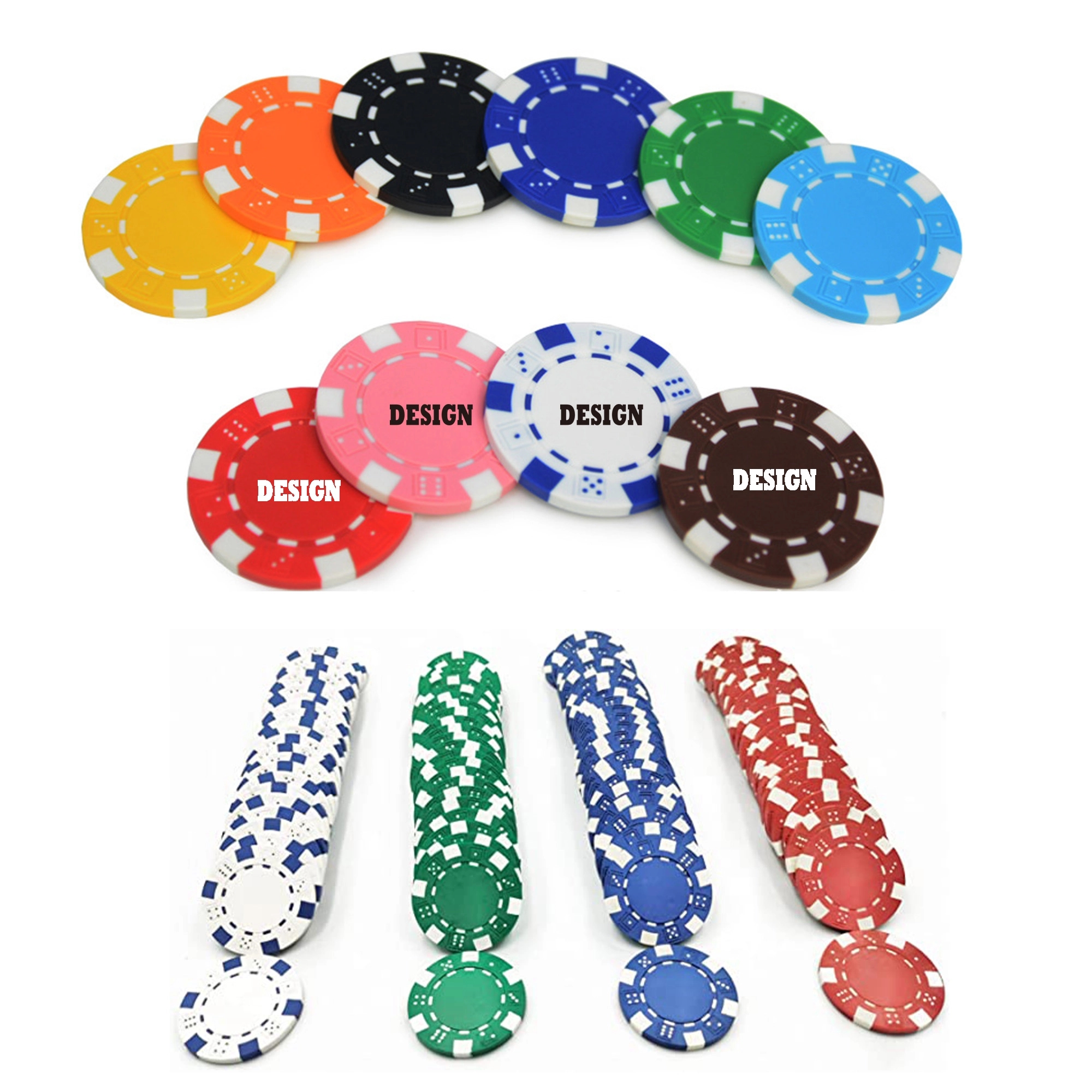 Clay Composite Dice Striped Casino Poker Chips 12