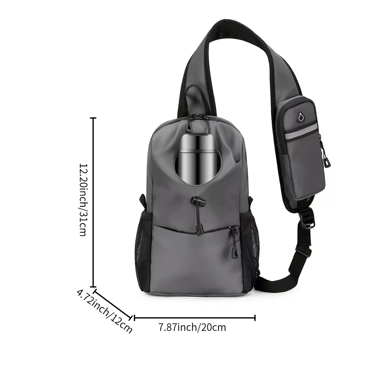 Anti-Theft Crossbody Sling Bag w/ Integrated Bottle Holder 3