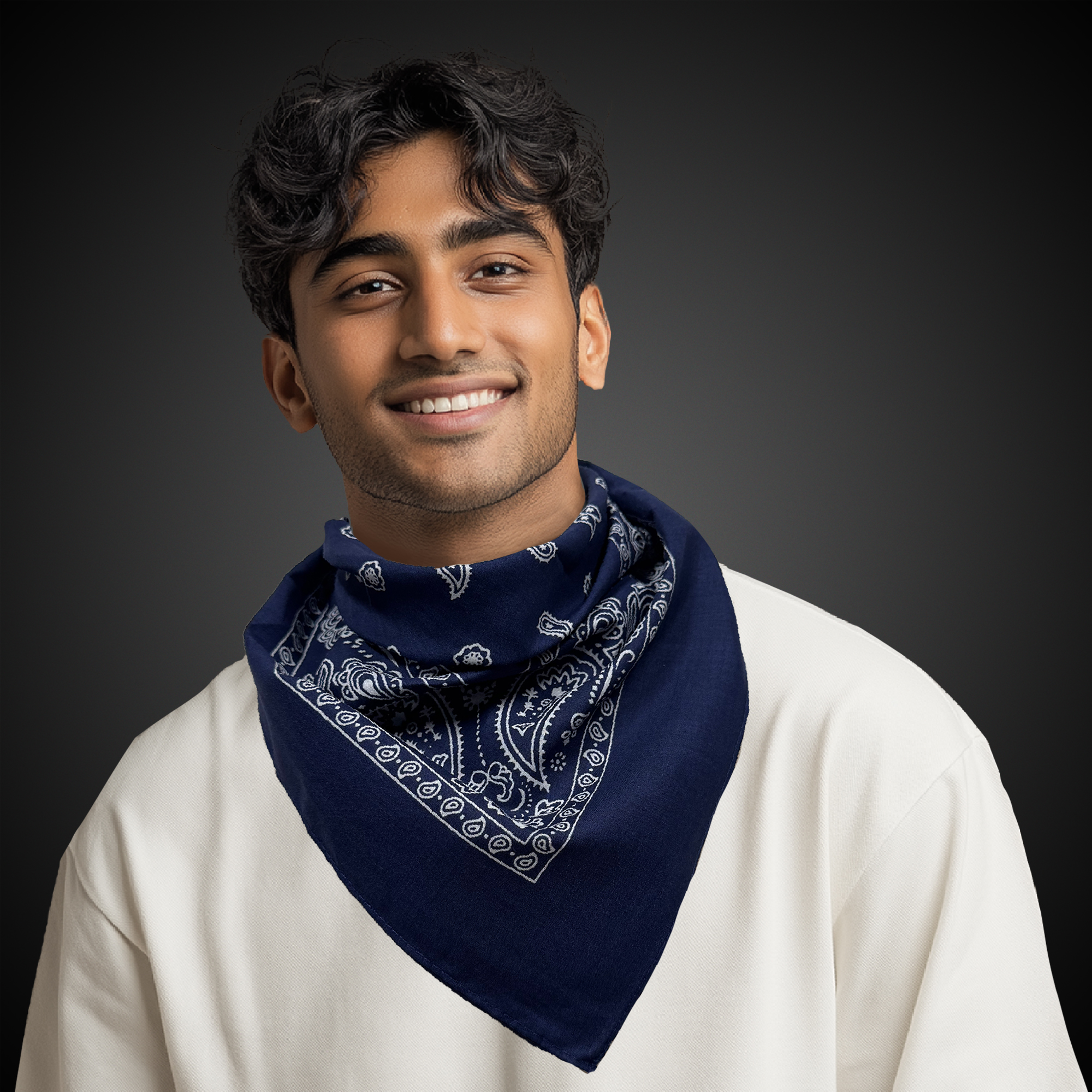 Navy Blue Cotton Bandana 22" x 22" 3