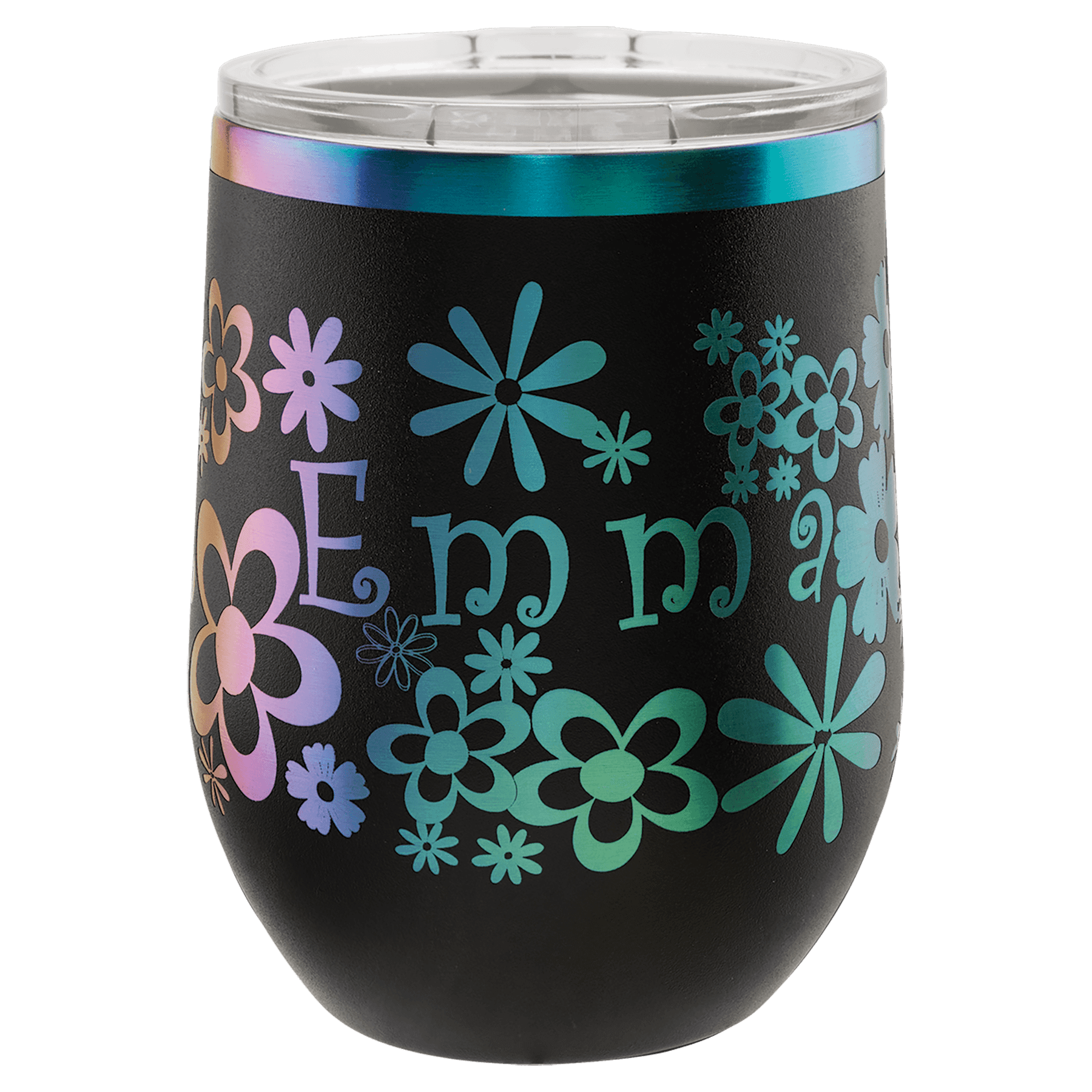 Polar Camel 12 oz. Black/Prism ION-Plated Stemless Wine Tumbler with Lid 2