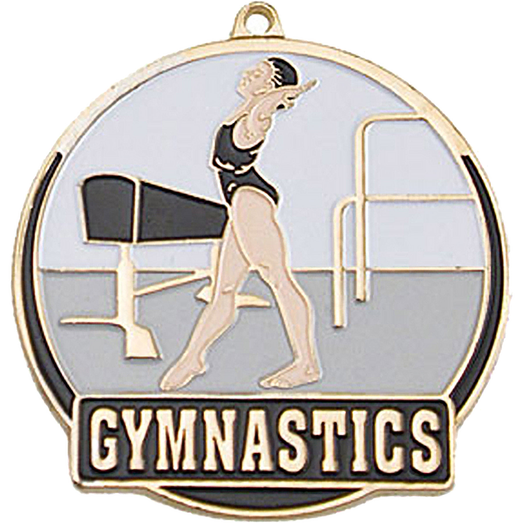 Stock Gold Enamel Sports Medals: Women's Gymnastics