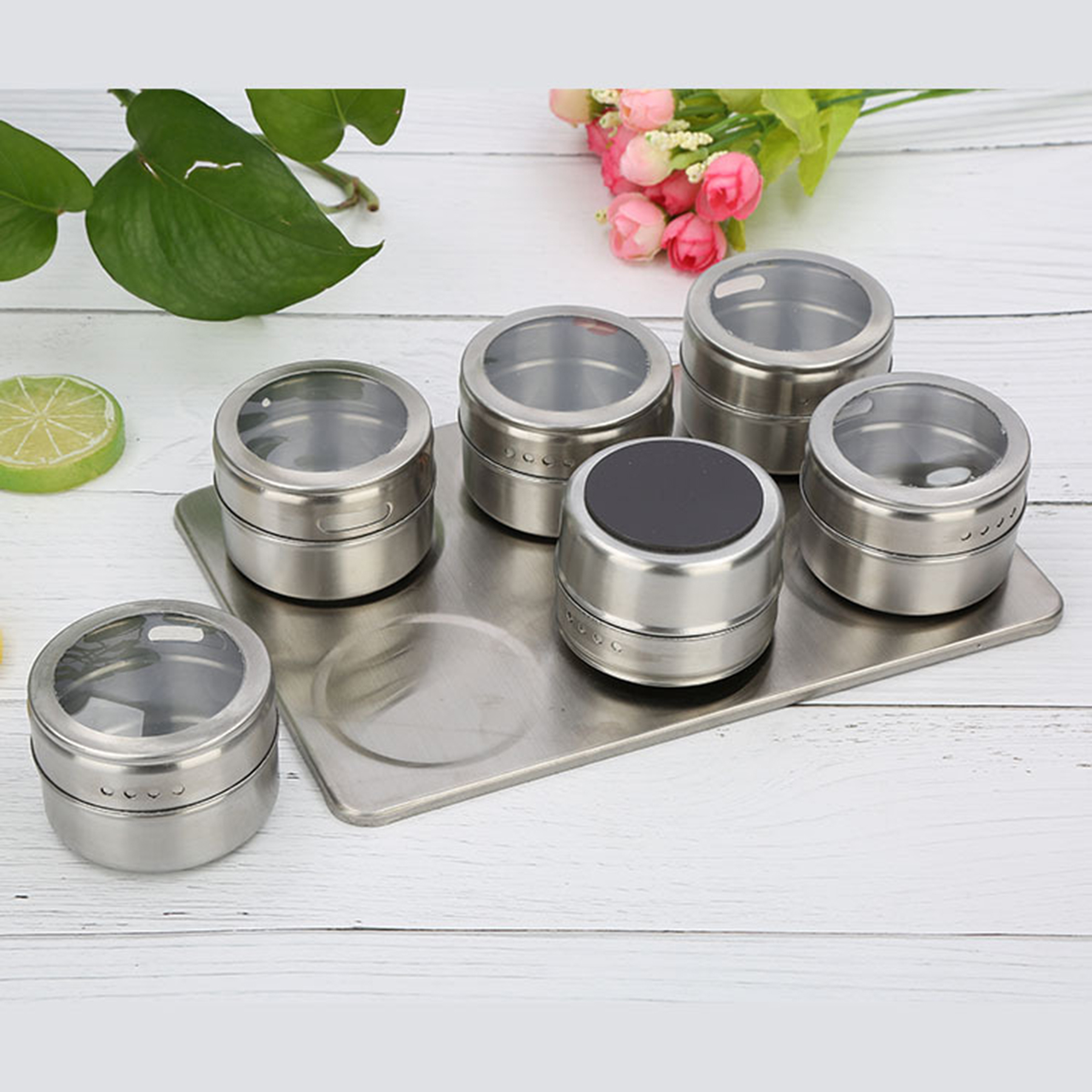 Magnetic Stainless Steel Seasoning Jar Salt Pepper Shaker 3