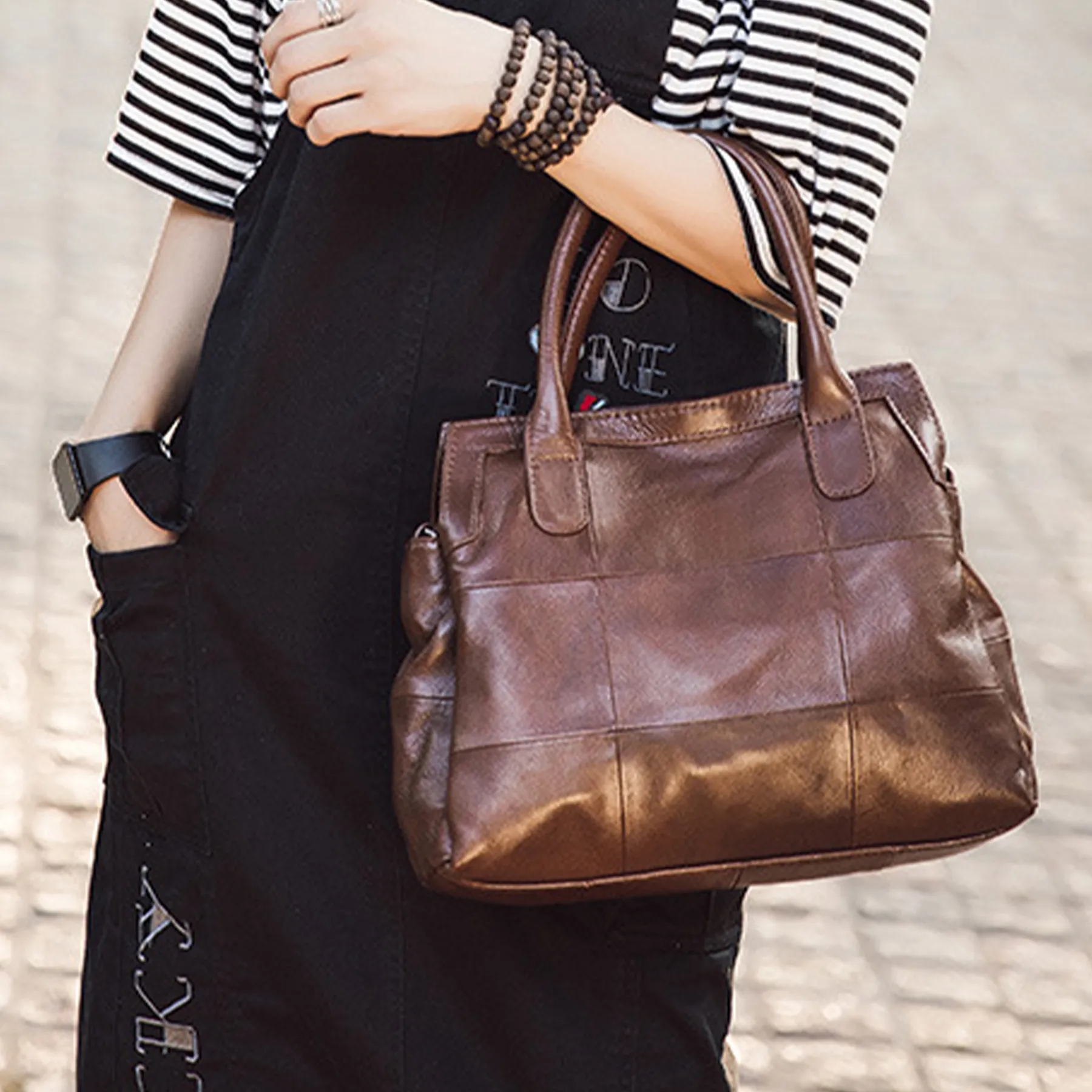 Women's Soft Genuine Leather Tote Bag 8