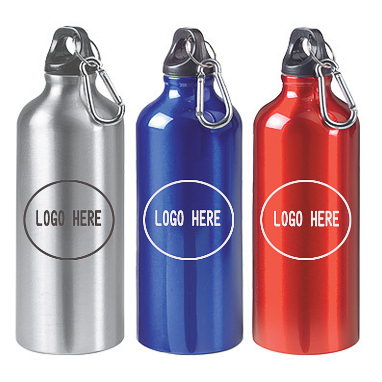 20Oz. Aluminum Sports Water Bottle w/ Carabiner, custom water bottle with logo imprint 4