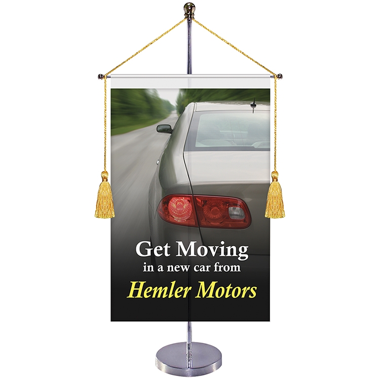 11-19.7" Metal Telescopic Flagpole with One Single Reverse Banner with Hanging Cord 1