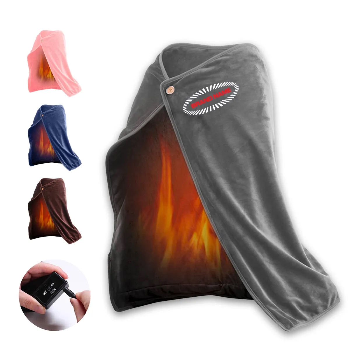 Electric Flannel Blanket Heating Shawl Washable USB Winter 2