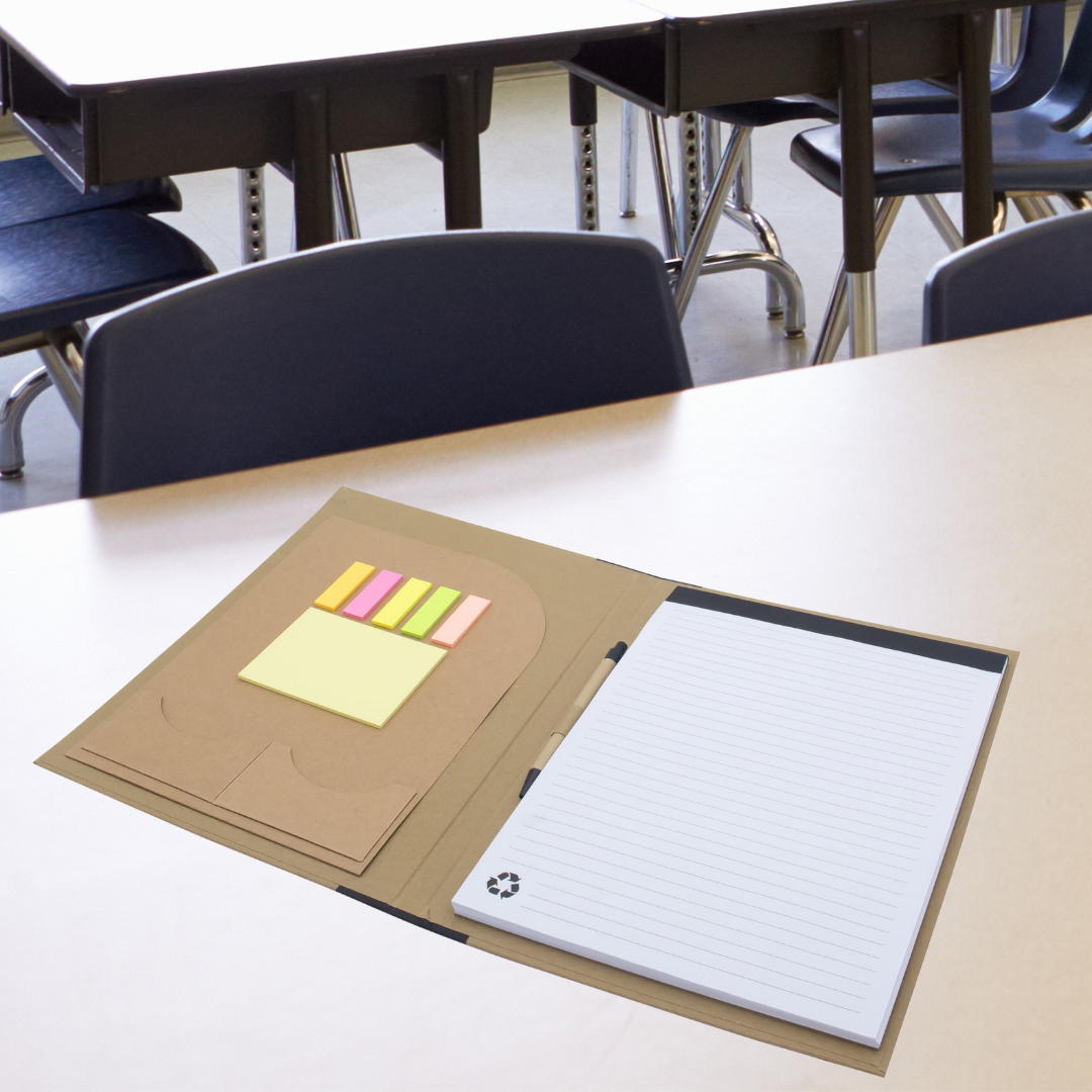 Recycled Padfolio with Pockets, Sticky Notes & Notepad 8