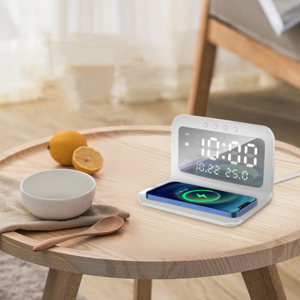 3 In 1 Wireless Charging Station With Digital Alarm Clock 4