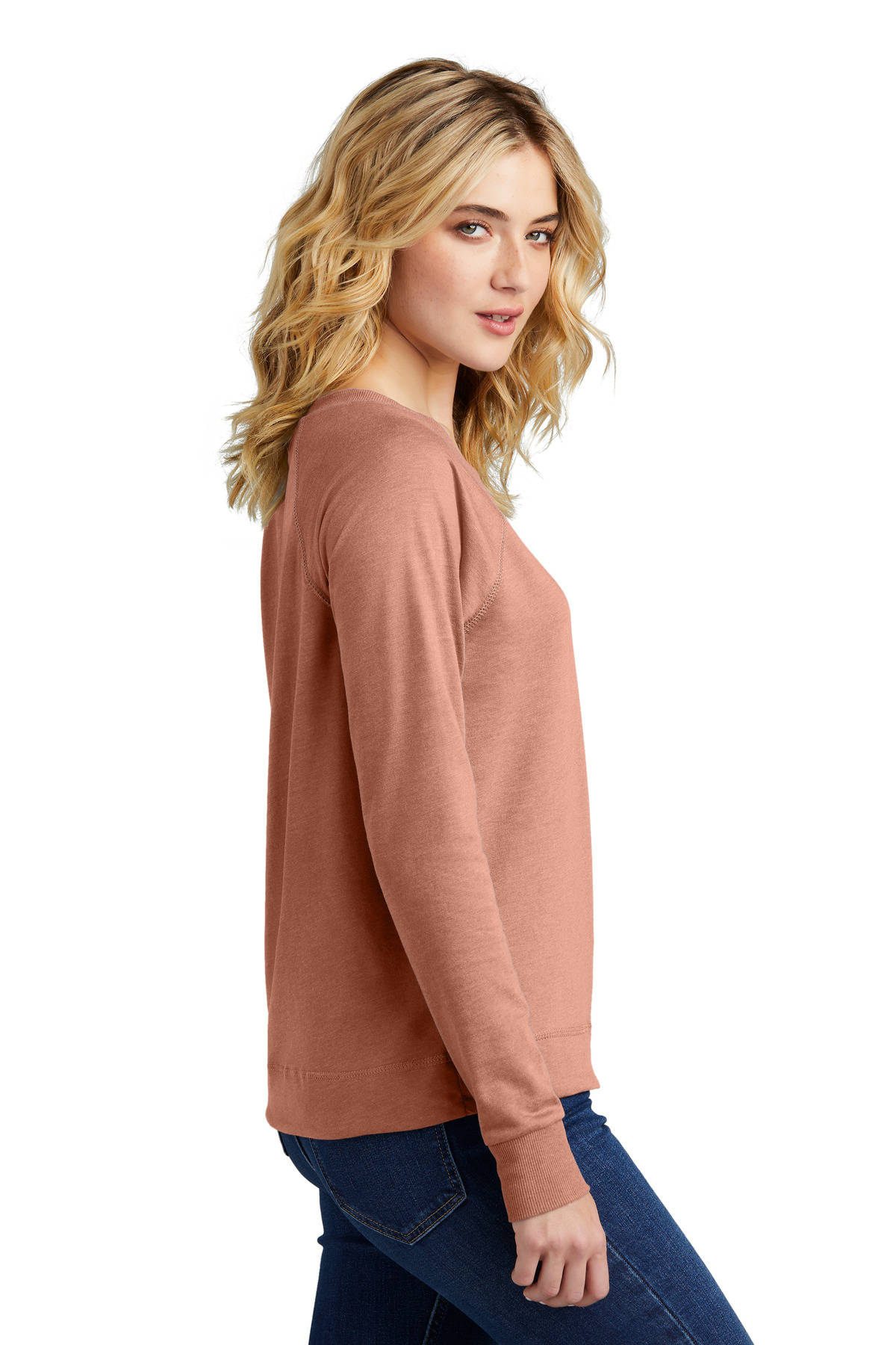 District Women's Featherweight French Terry Long Sleeve Crewneck DT672 33