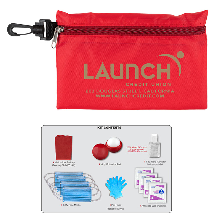 "Ariel" 12 Piece Safety Kit in Zipper Pouch with Carabiner Attachment 6