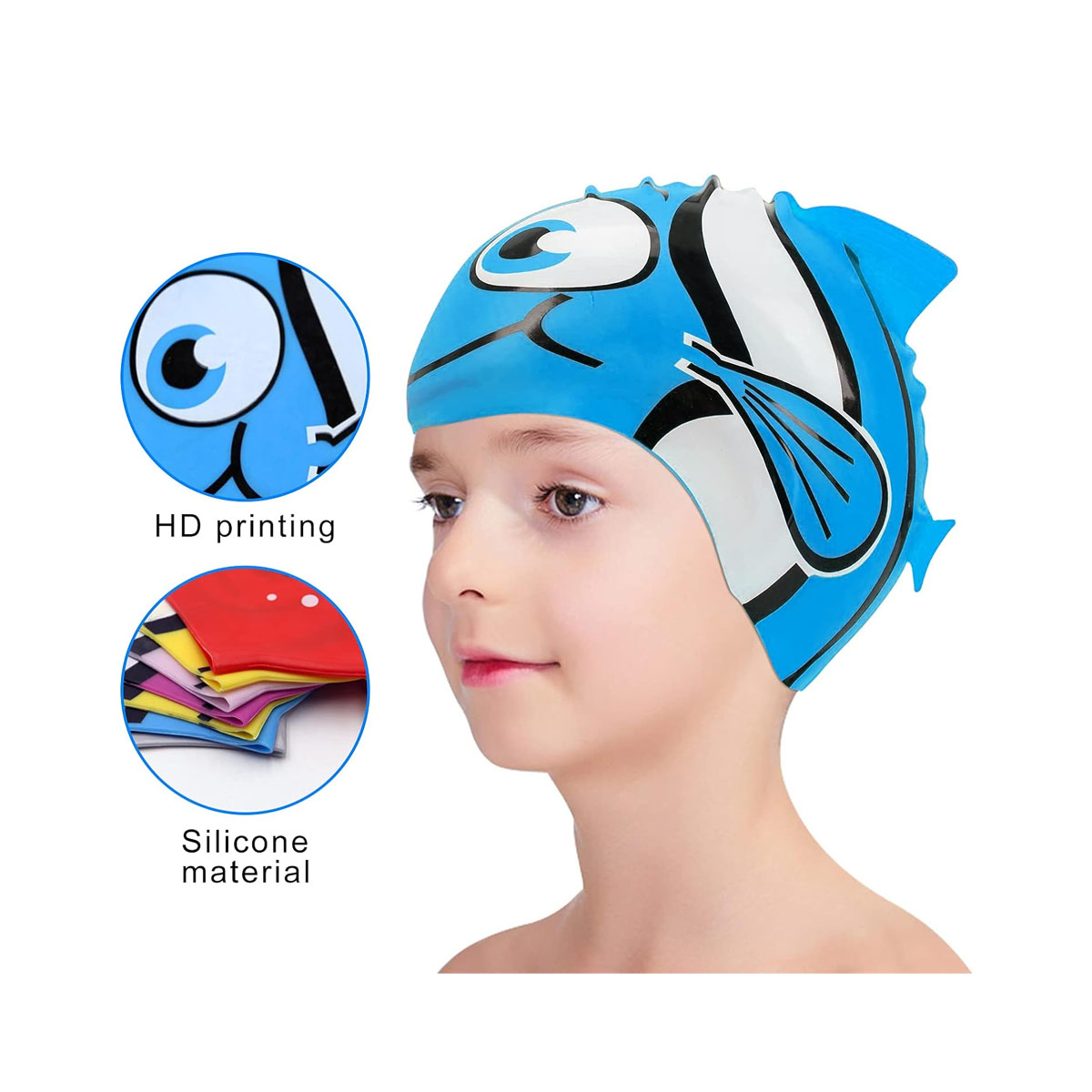 Kids Cartoon Fish Swim Caps 4