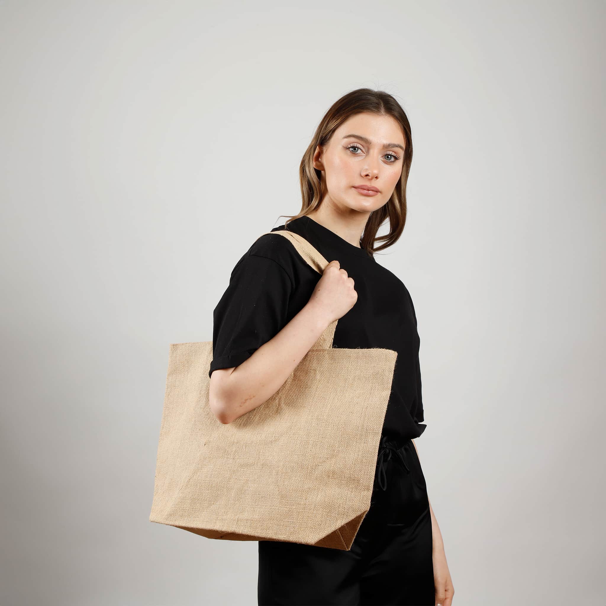 Large Versatile Jute Tote Bag, custom tote bag with logo imprint 8
