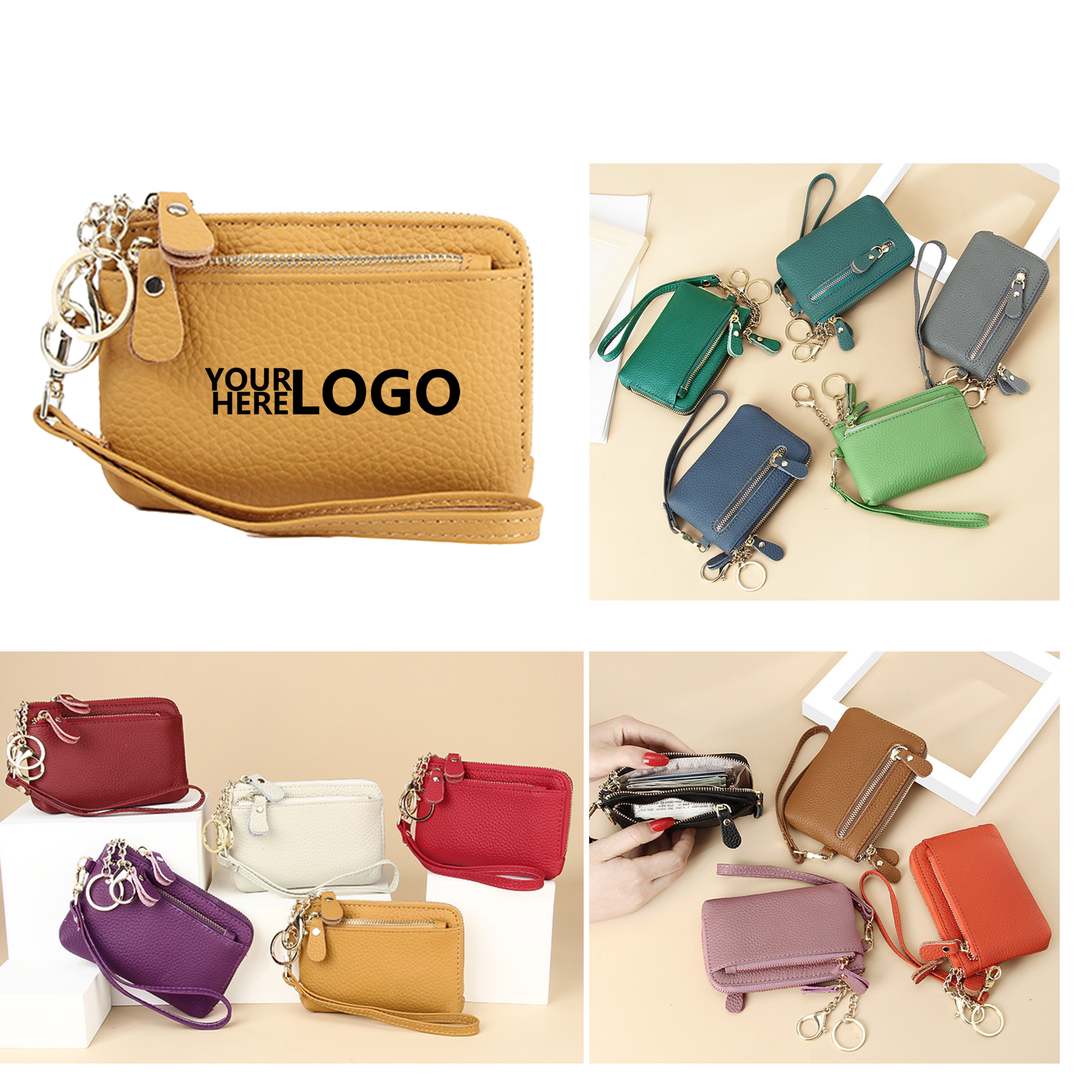 Premium Leather Mini Wallet with Keyring 1