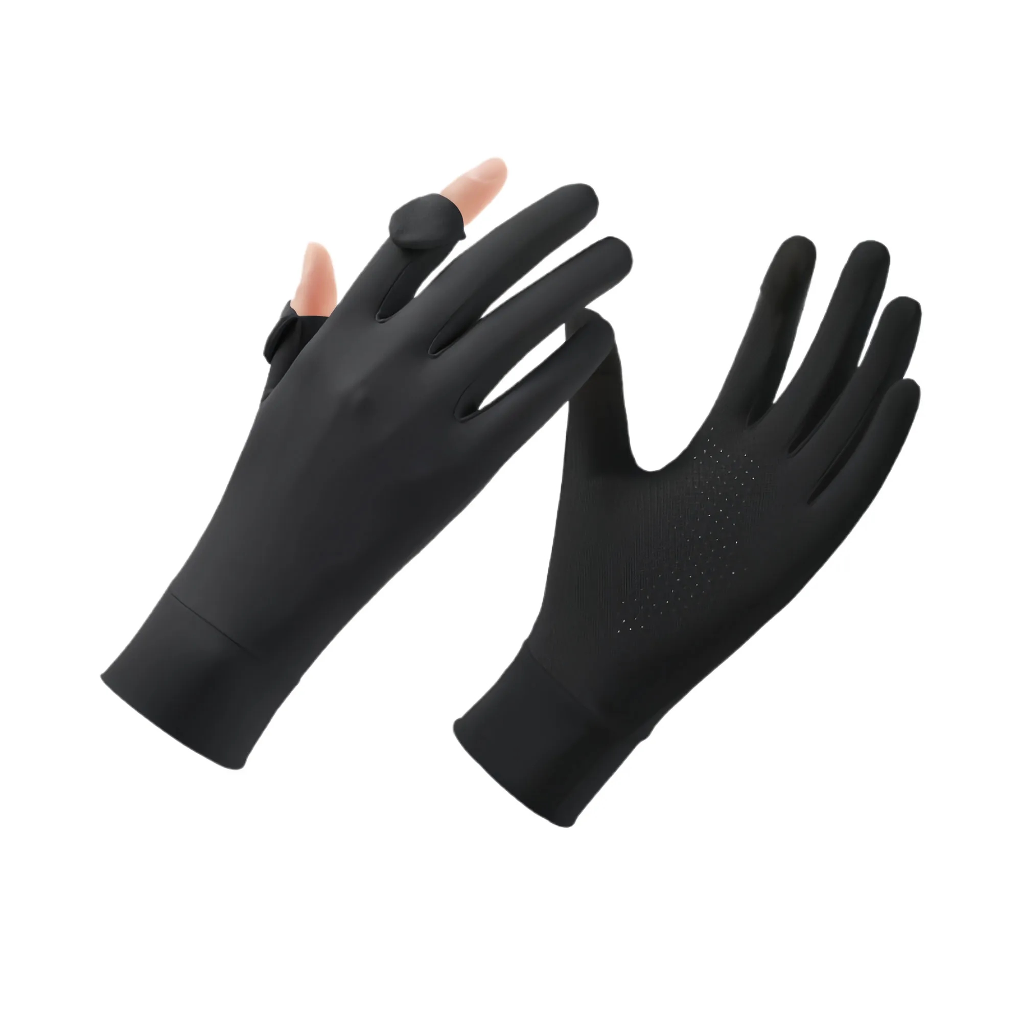 Cooling UPF50 Fingerless Ice Silk Gloves For Outdoor Driving 7