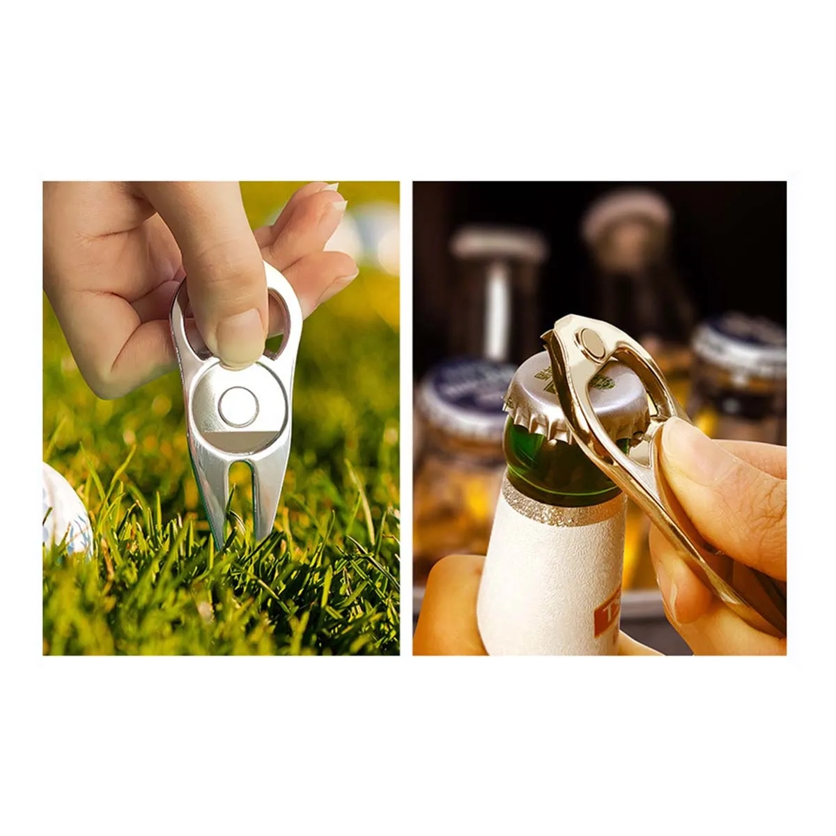 Multi Use Bottle Opener Green Fork Zinc Alloy Ball Marker 4