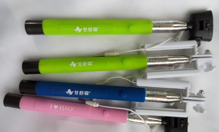 Silkscreen Wired Selfie Stick Monopod for mobile phone and c 1