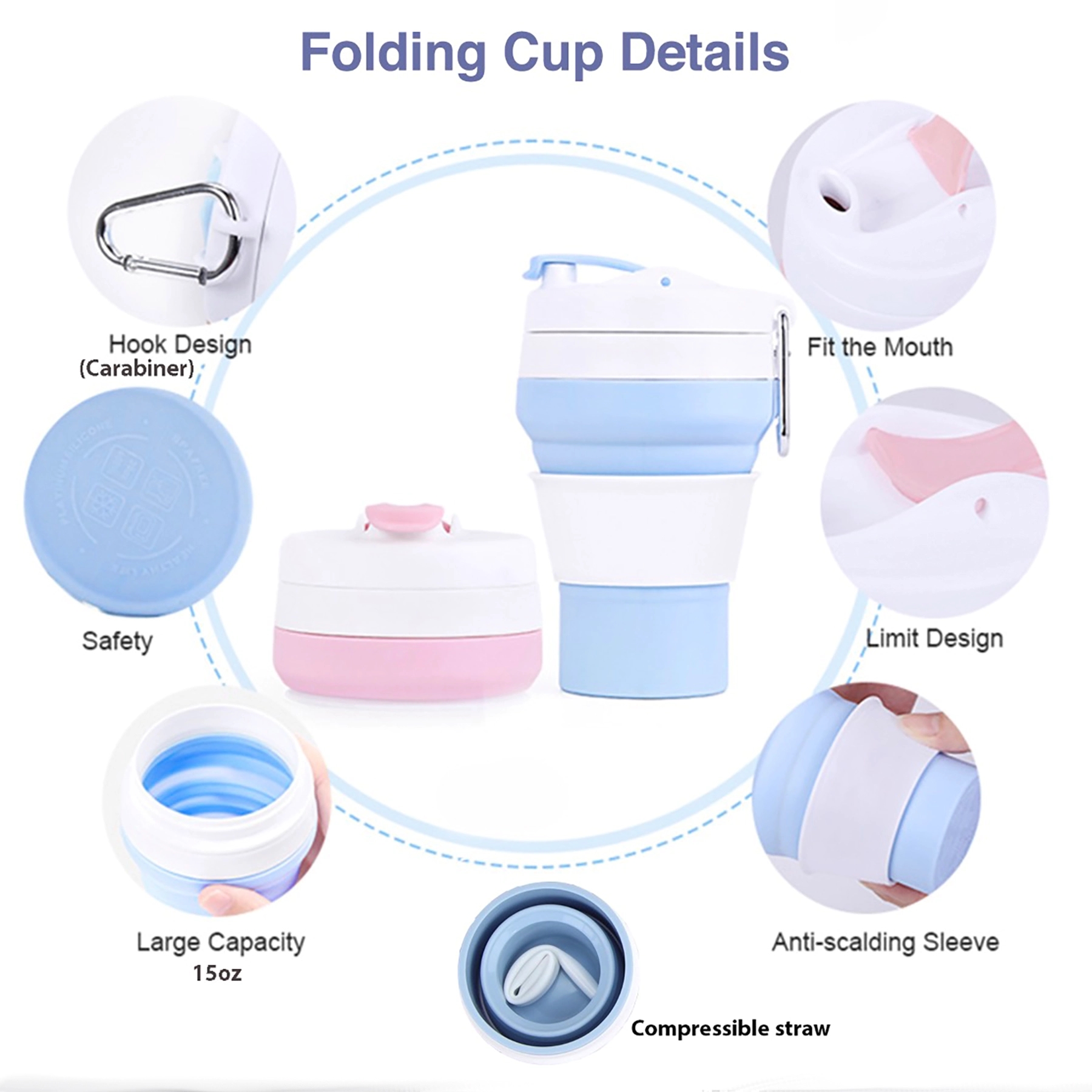 15oz Silicone Collapsible Foldable Coffee Cup 2
