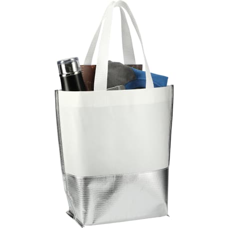 Large Laminated Metallic Bottom Tote 34