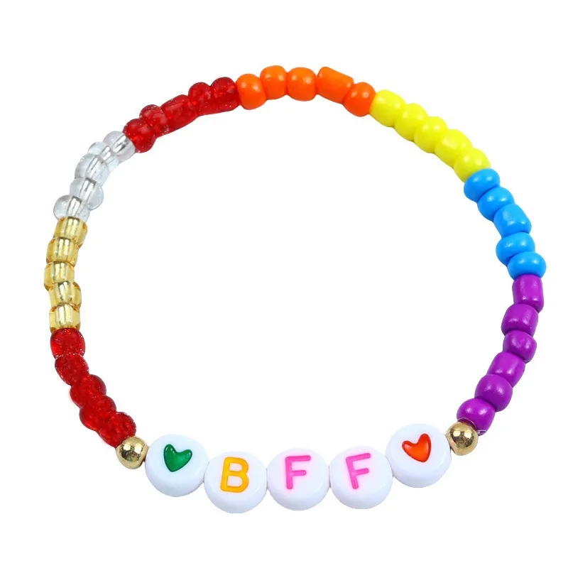 Friendship Bracelet with Plastic Beads and Letter Design 5