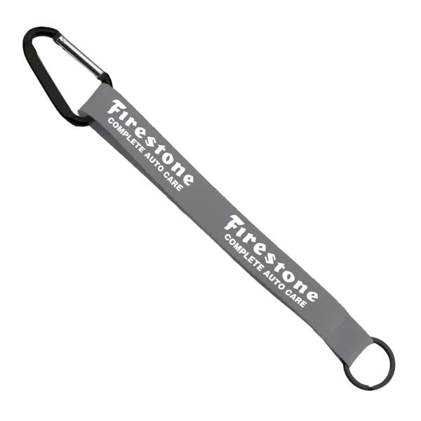 3/4" Sewn Polyester Keychain with Metal Split-Ring and Carabiner 131