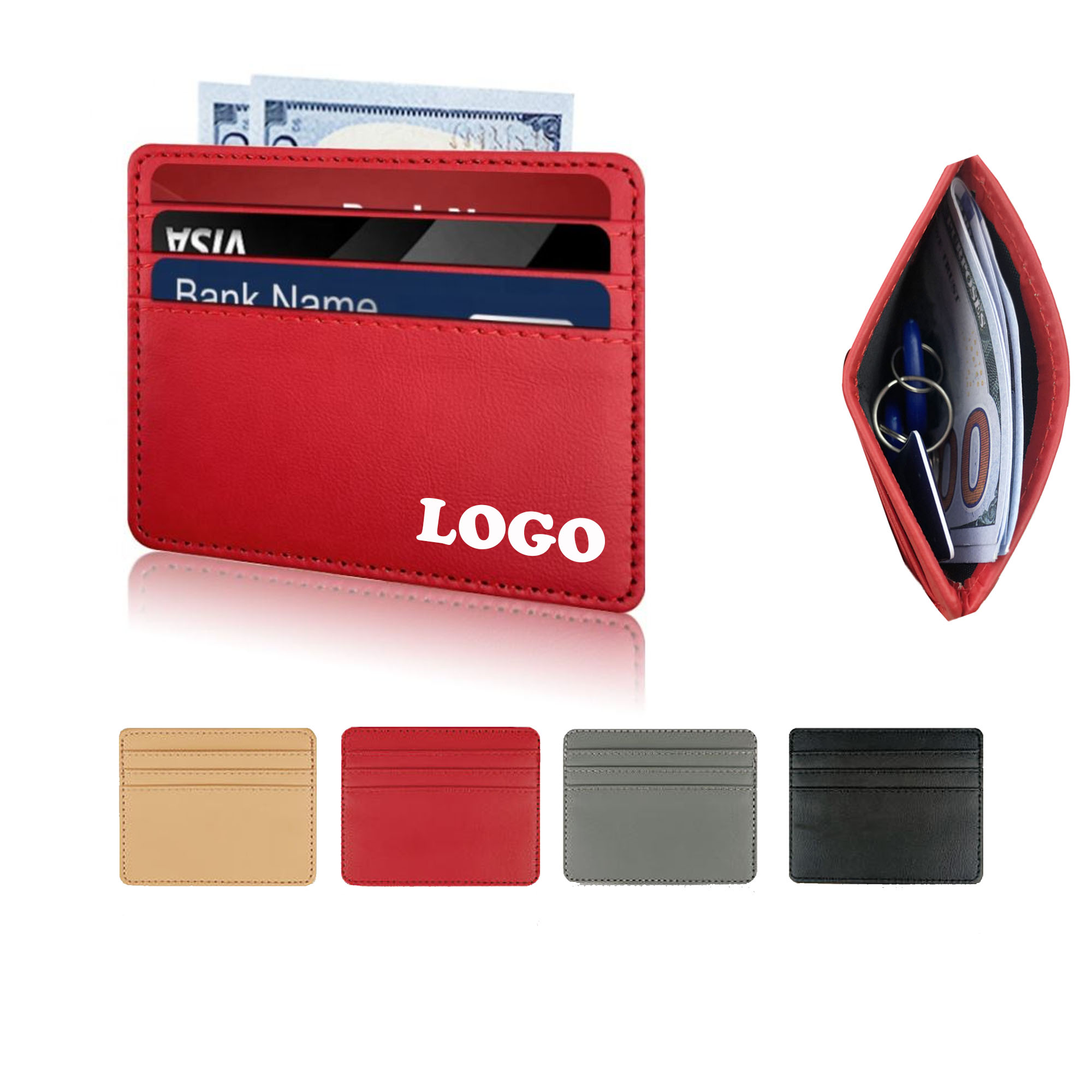 MOQ 5 pcs Synthetic Leather Card Case 4