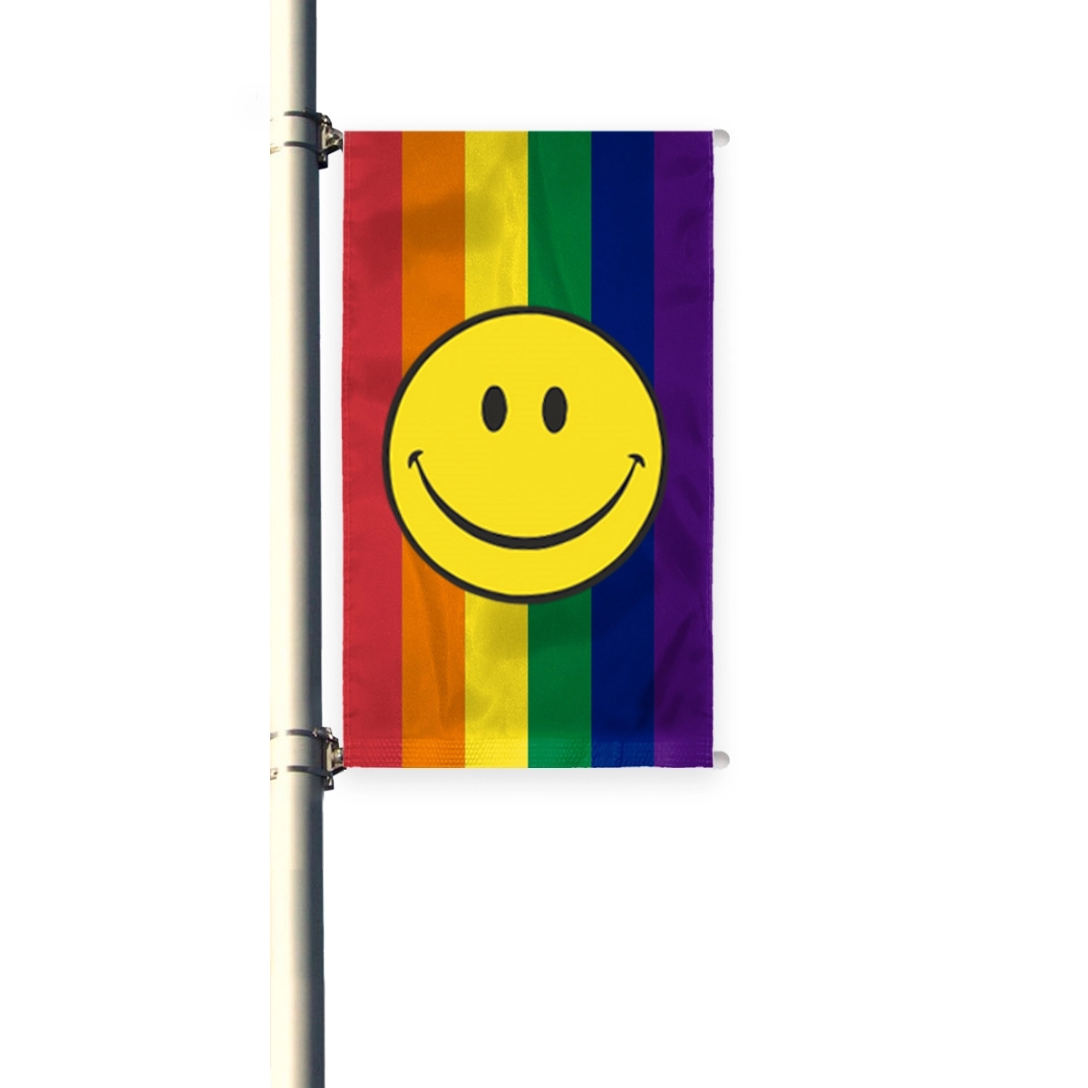 3'x8'Rainbow with smiley face Pride Pleated Light PostBanner 2