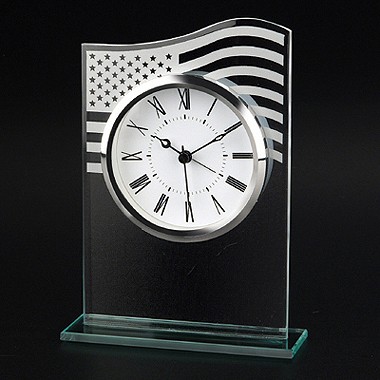 U.S. FLAG GLASS CLOCK 1