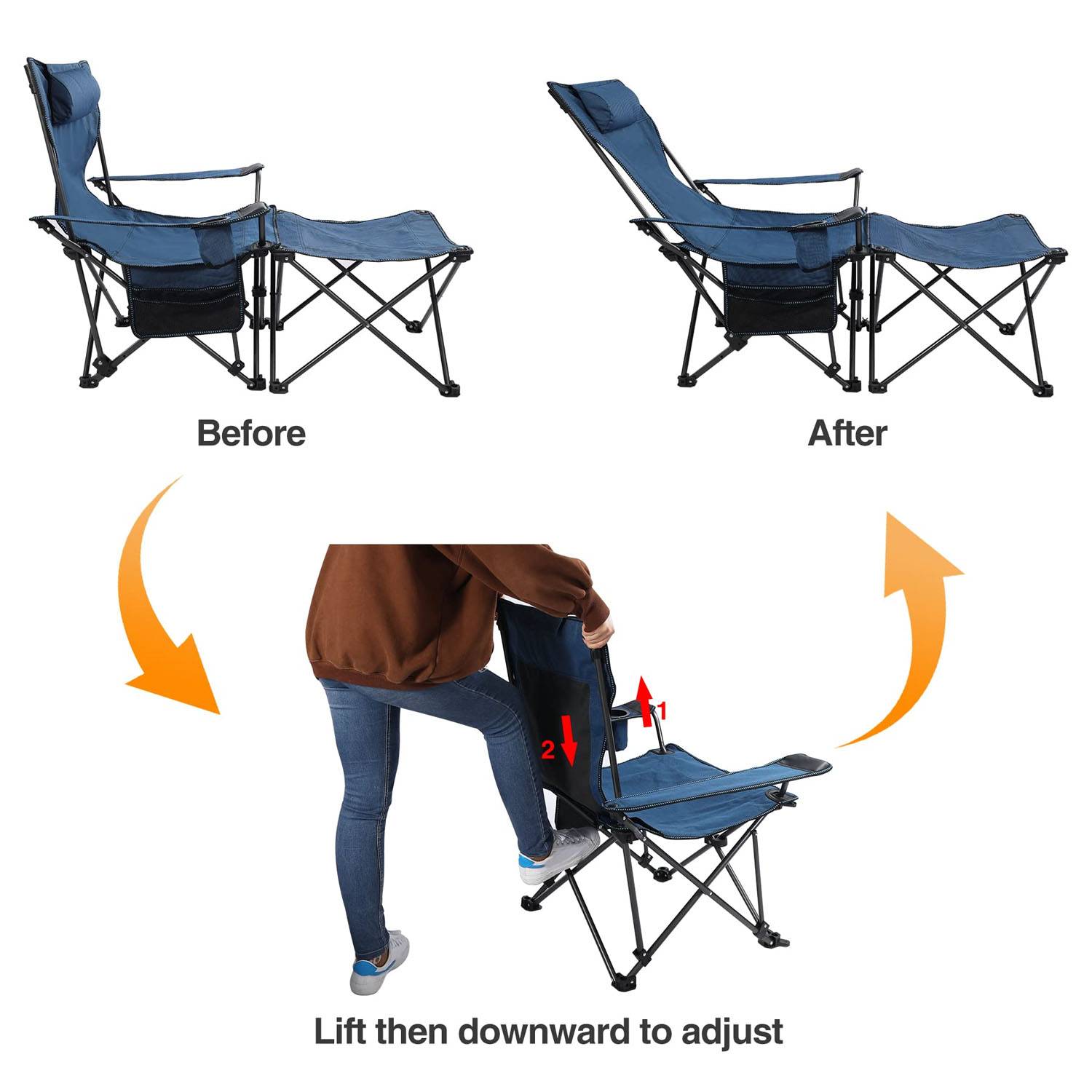 Foldable Camping Chair W/ Footrest 22