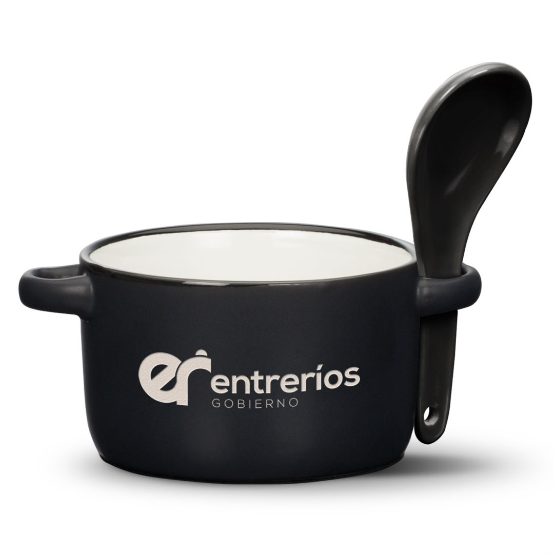 Merritt Soup Mug & Spoon - 12oz - Deep Etch 7