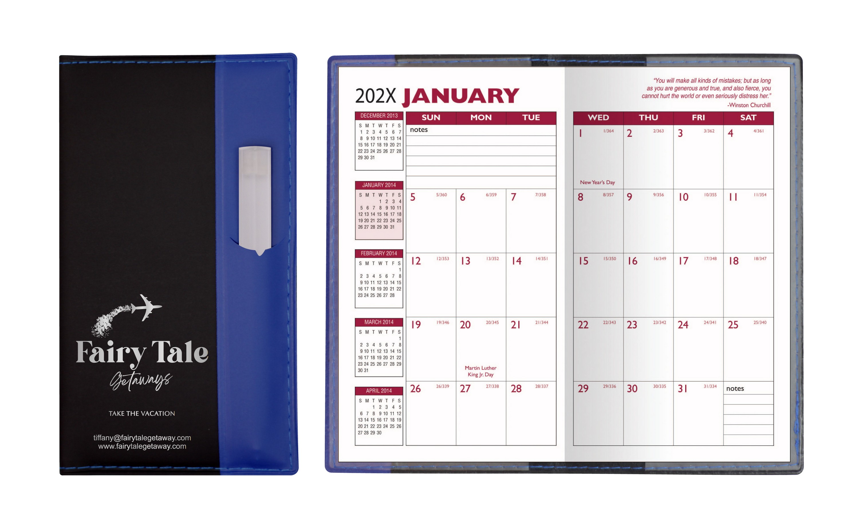 Lafayette Series Soft Cover 2 Tone Vinyl Monthly Planner w/ Clear Pen & 2 Color Insert 1