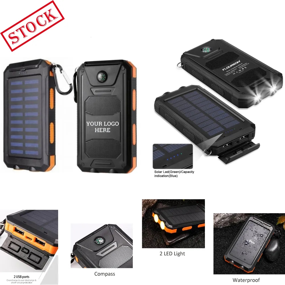 US STOCK- Waterproof Solar Power Bank 10,000mAh 11
