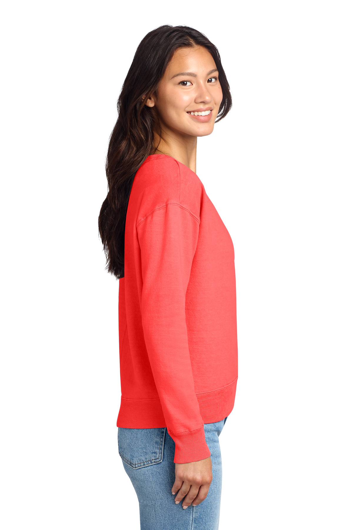 Port & Co Women's Beach Wash Garment-Dyed V-Neck Sweatshirt LPC098V 53
