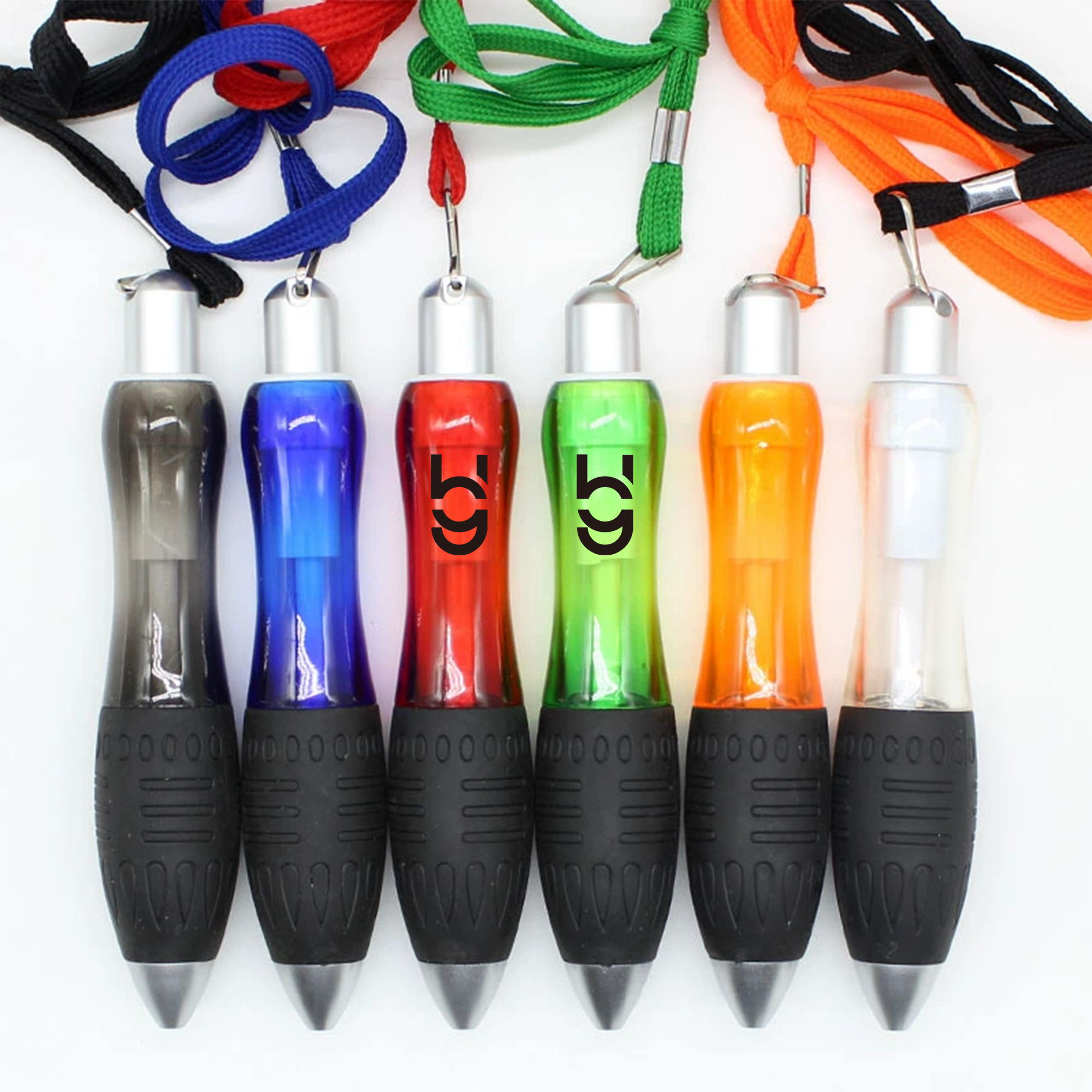 Multi-Colored Pen with Rubber Grip and Lanyard 1