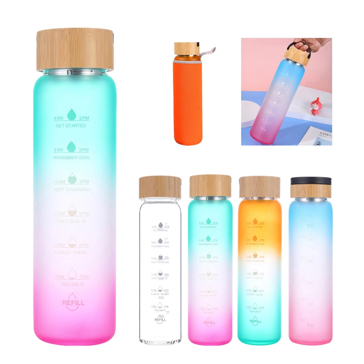 30 OZ Glass Bottle With Bamboo Lid 2